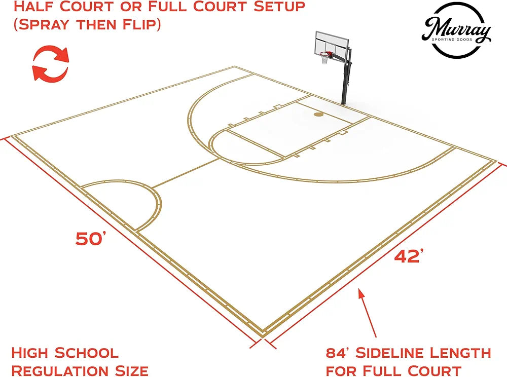 Murray Sporting Goods Full/Half Court Basketball Court Marking Kit for Driveway, Asphalt or Concrete| Court Marking Stencil Kit for Backyard Basketball Court