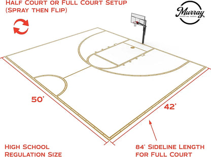 Murray Sporting Goods Full/Half Court Basketball Court Marking Kit for Driveway, Asphalt or Concrete| Court Marking Stencil Kit for Backyard Basketball Court